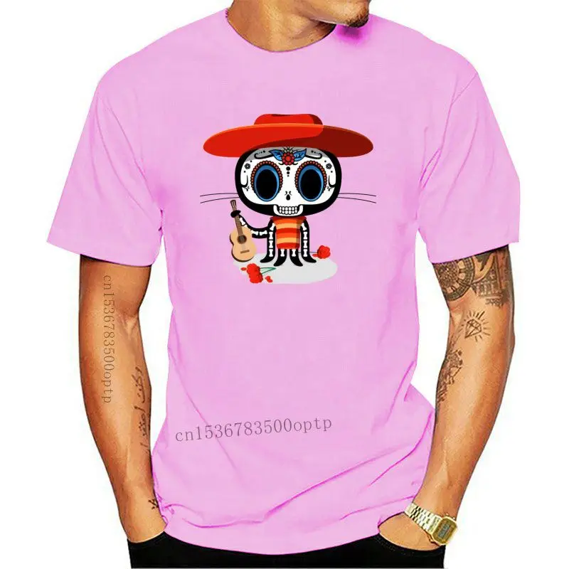 

Camiseta con estampado de ukelele para hombre, camisa divertida de dibujos animados, ajustada, con Calavera, pulpo y gato, color