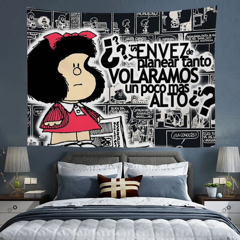 

Wall Hanging Headboards Aesthetic Room Decor Tapestries Tapestry Funny Art Home Decoration Mafalda Decorative Wallpaper Bedroom