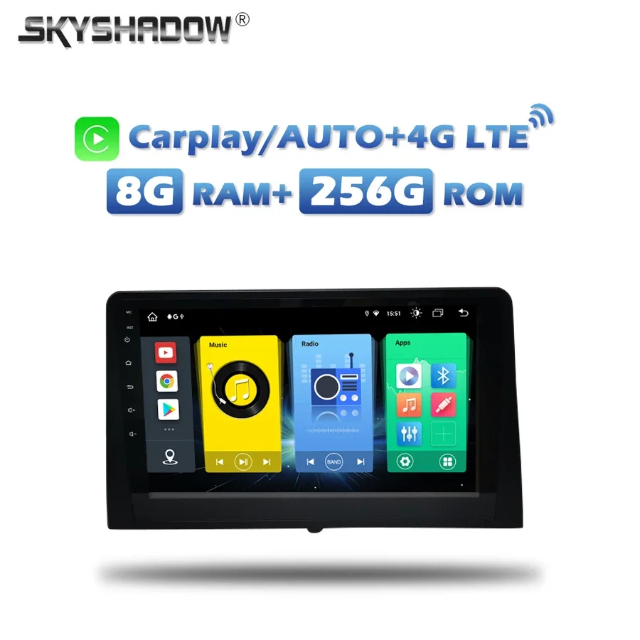 Беспроводной автомобильный DVD-плеер Carplay DSP 4G SIM Android 13.0 8 ГБ + 256 GPS RDS Радио Wi-Fi Bluetooth