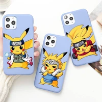 anime pokemon naruto pikachu phone case for iphone 13 12 mini 11 pro max x xr xs 8 7 6s plus candy purple silicone cover