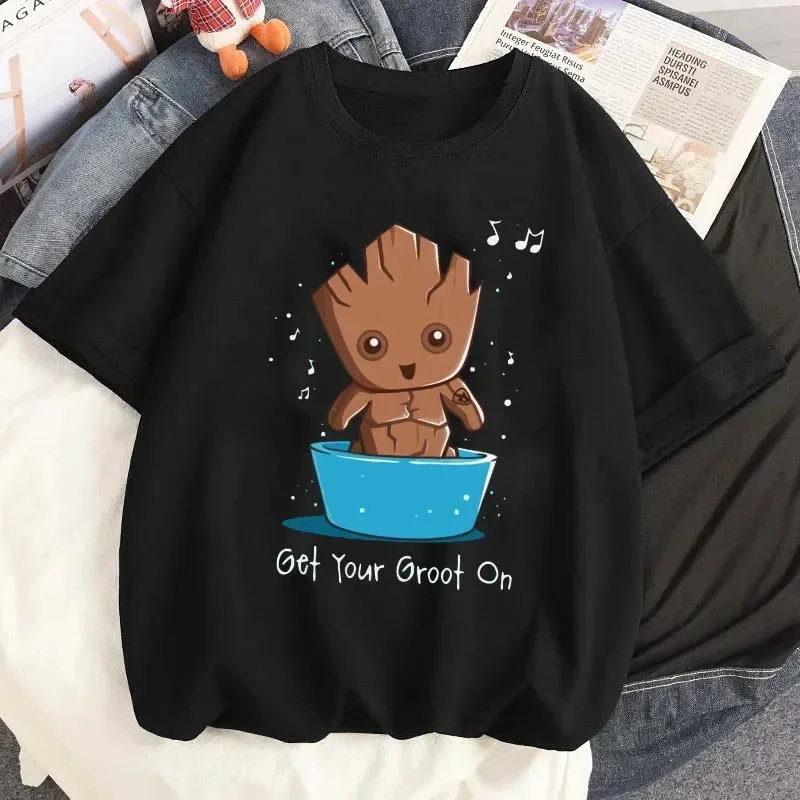 Футболки с принтом Marvel Groot футболка рисунком Диснея летняя женская короткими