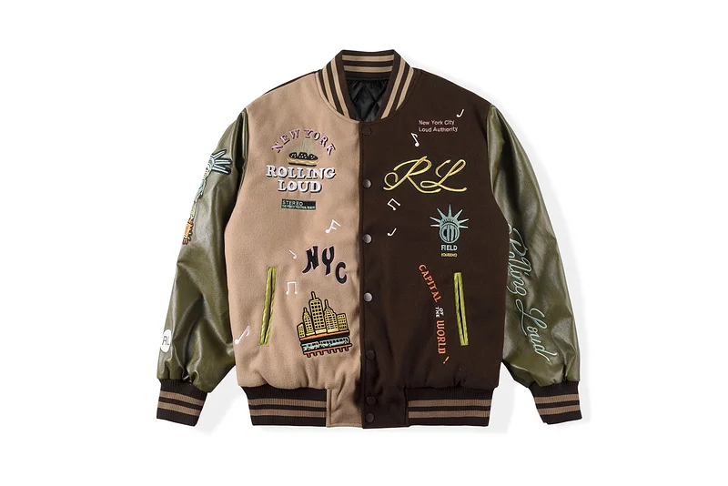 

1:1 Version Travis Scott Rolling Lou Nyc Baseball Jacket Men Women Cotton Jacket Hip Hop High Street Oversize Casual Jacket