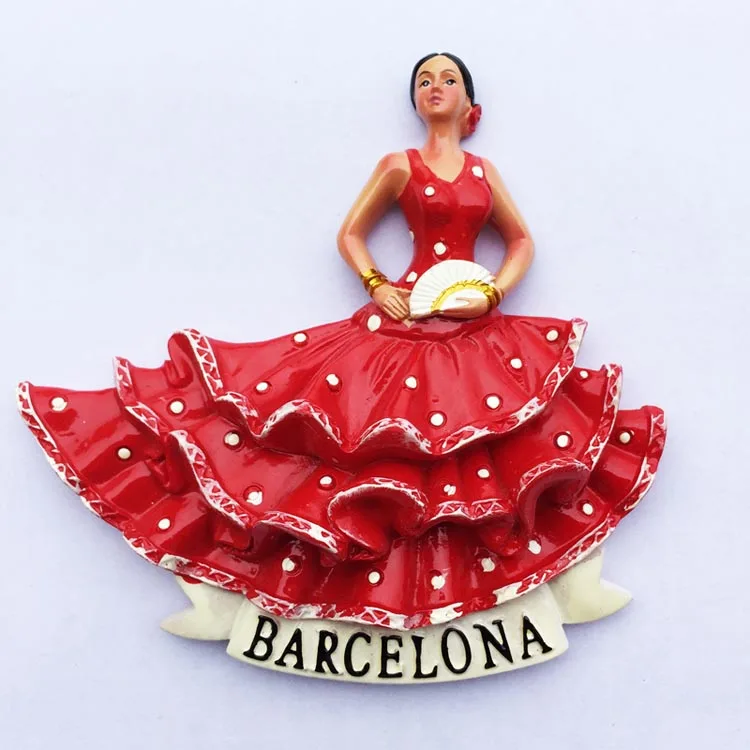 

Handicraft Magnetic Refrigerator sticker Spain Flamenco Fridge Magnets Spanish dancer Tourist Souvenir Decor Collection Gifts