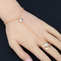 new fashion rhinestone ring bracelet ladies wrist chain jewelry fashion back chain bracelet for women trendy gift