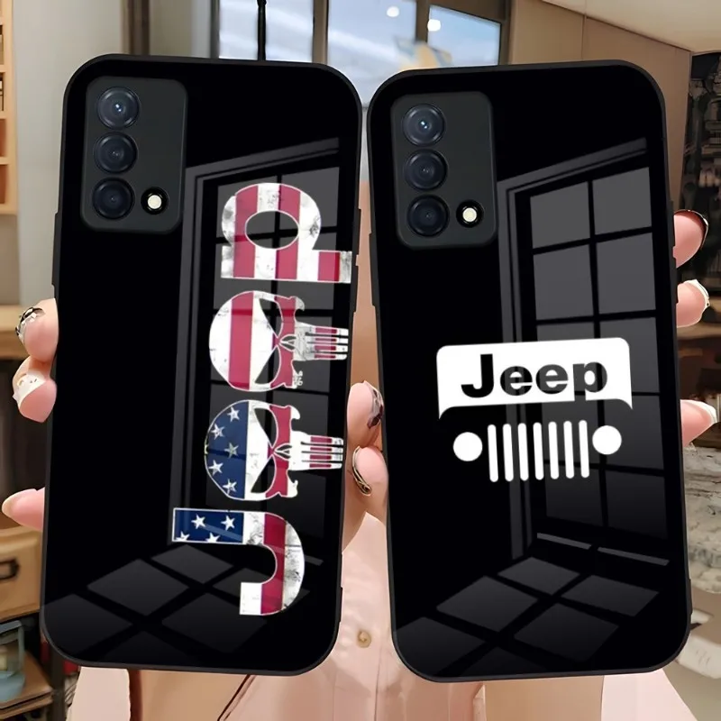 Camouflage Sports Car Jeep Phone Case For Oppo Find X3 X5 Pro Reno 6 7 A55 A57 A54 A93s A94 A92s A95 One Plus 8 9 7 Glass Cover