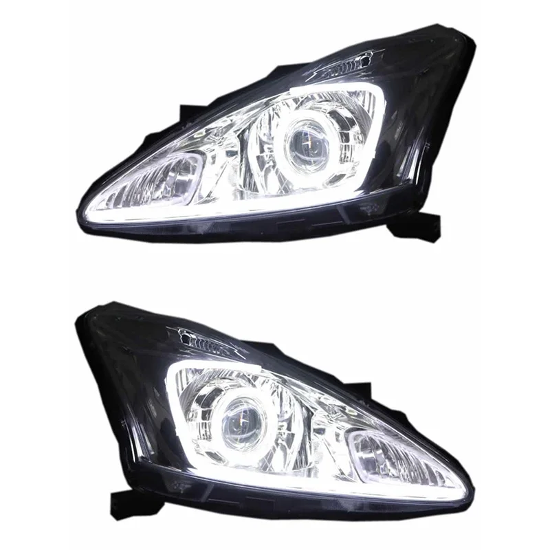 Фото Кастомизированные светодиодные фары Full LED для Nissan TIIDA 2005-2014 с биксеноновыми линзами и дневными ходовыми огнями (DRL) №4