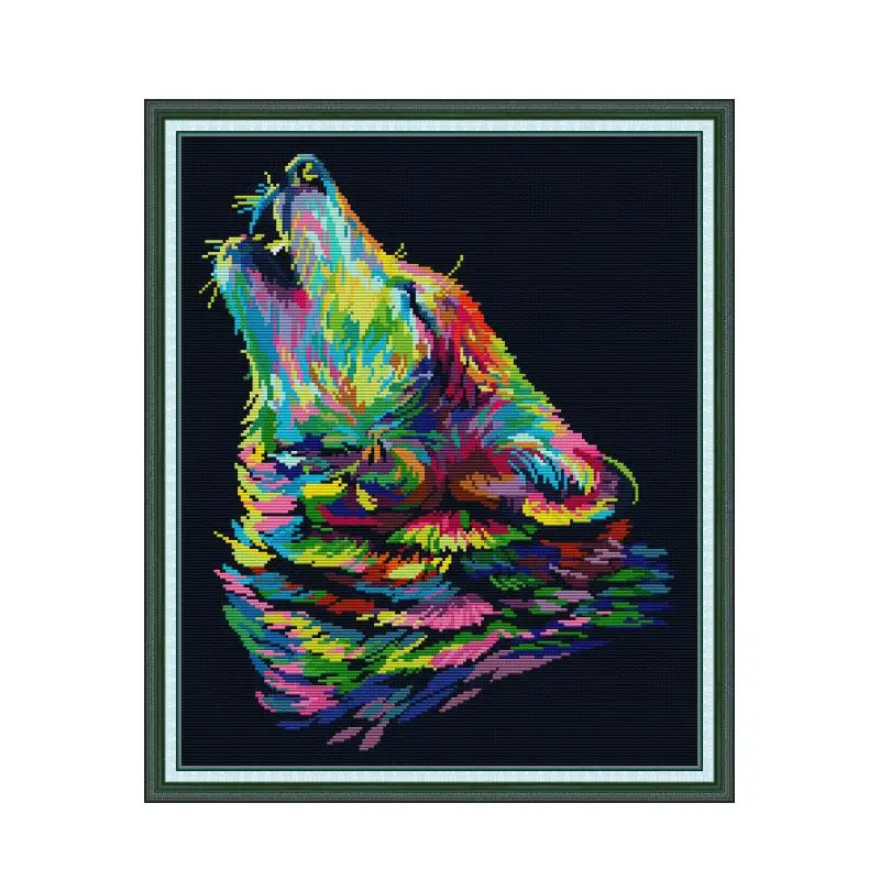 

Wolf Howl DIY Embroidery Cross Stitch Kits 11ct 14ct Kits Craft Embroidery Embroidery Set Printed Canvas Thread Cotton Home Sale