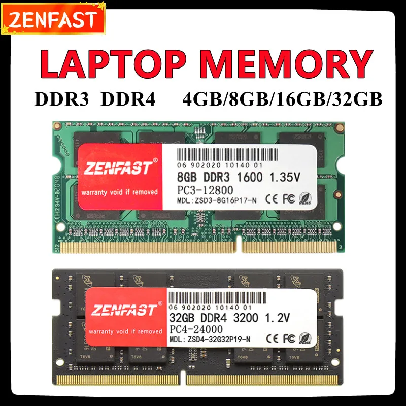 Оперативная память ZENFAST DDR3 DDR4 8 ГБ, 4 ГБ, 16 ГБ, 32 ГБ, 1333, 1600, 2133 МГц, 2400, 2666 МГц, 3200 контактов, Небуферизованная память для ноутбука, ноутбука