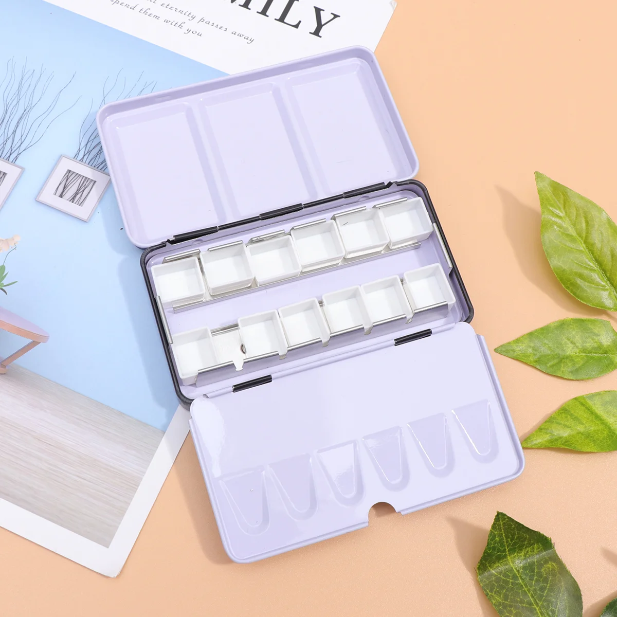 

Watercolor Tins Empty Watercolor 12 Color Pigment Storage Box Artist Case for Travel Outdoor Sketch 13pcs
