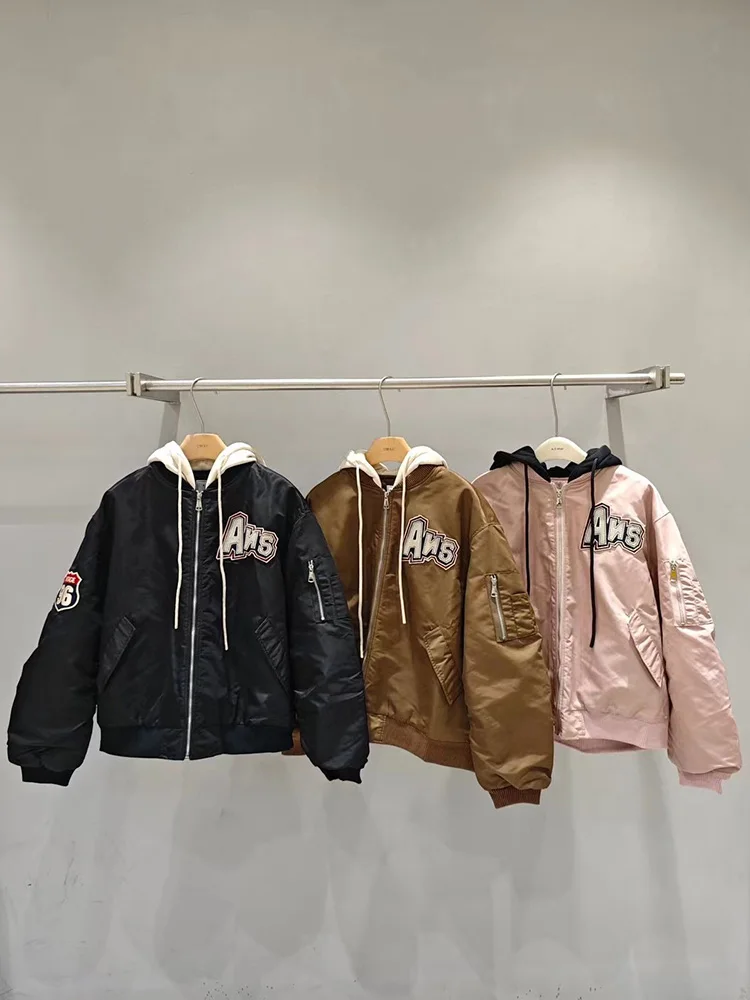 [Поппет] Бумажный пакет Домашняя зима Новые свободные ретро буквы Модная куртка