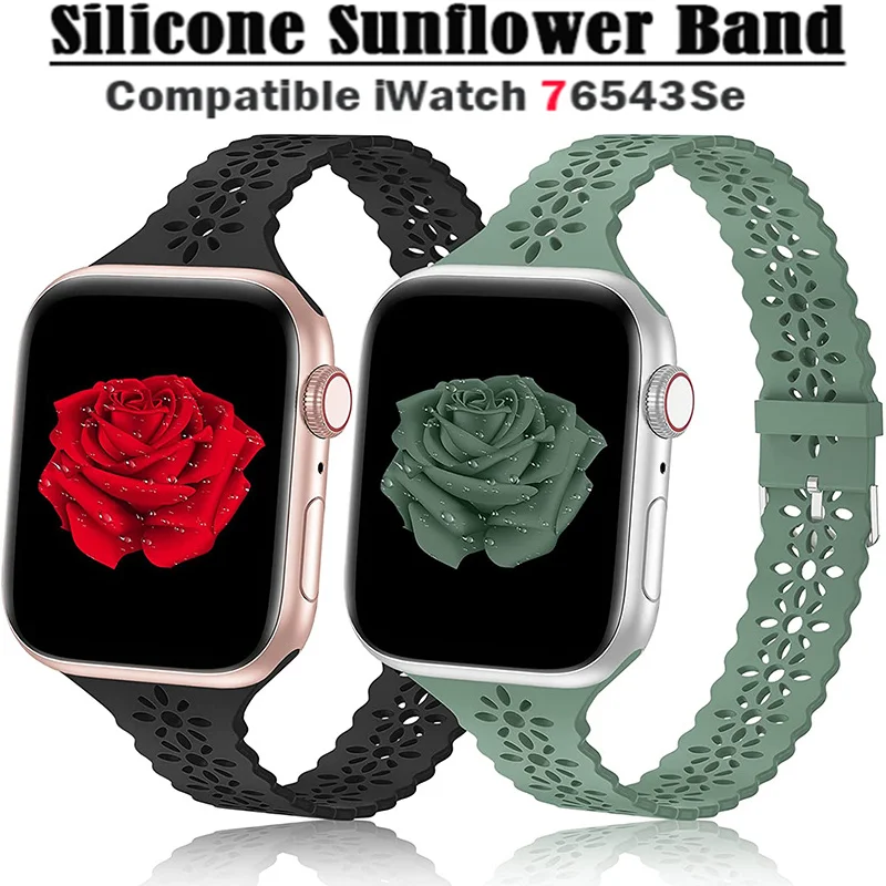 

Ремешок силиконовый для Apple Watch 44 мм 40 мм, спортивный браслет для наручных часов Iwatch Series7 6 Se 5 4 3 41 мм 45 мм