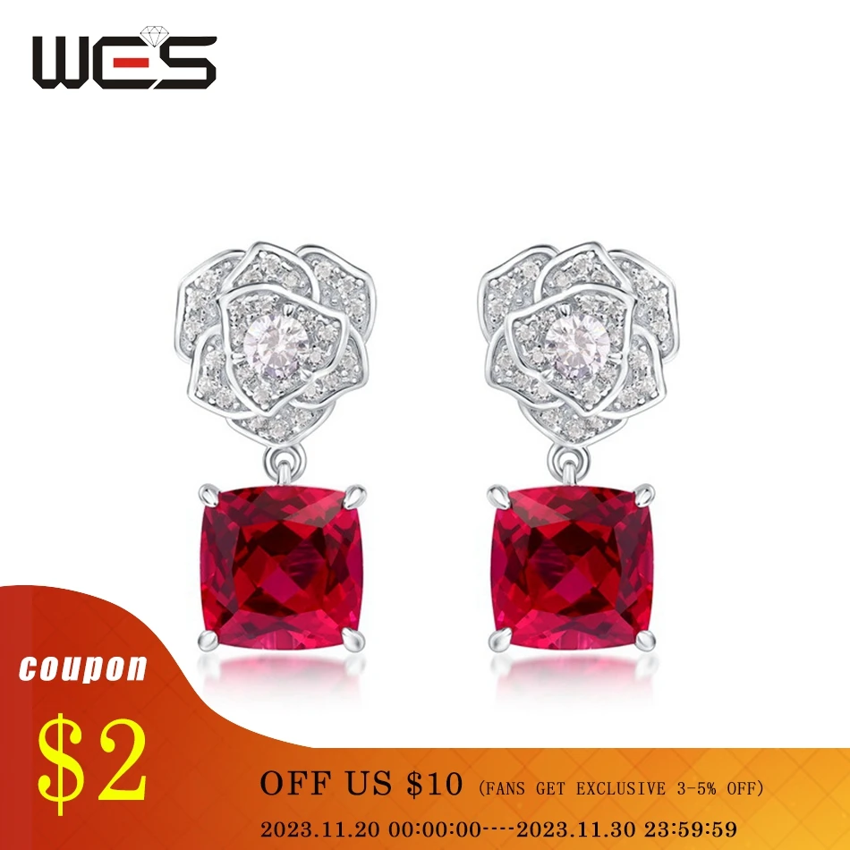 

WES 925 Sterling Silver Earrings for Woman Friends High Carbon Diamond Party Anniversary Christmas Gift Fine Jewelry Engagement