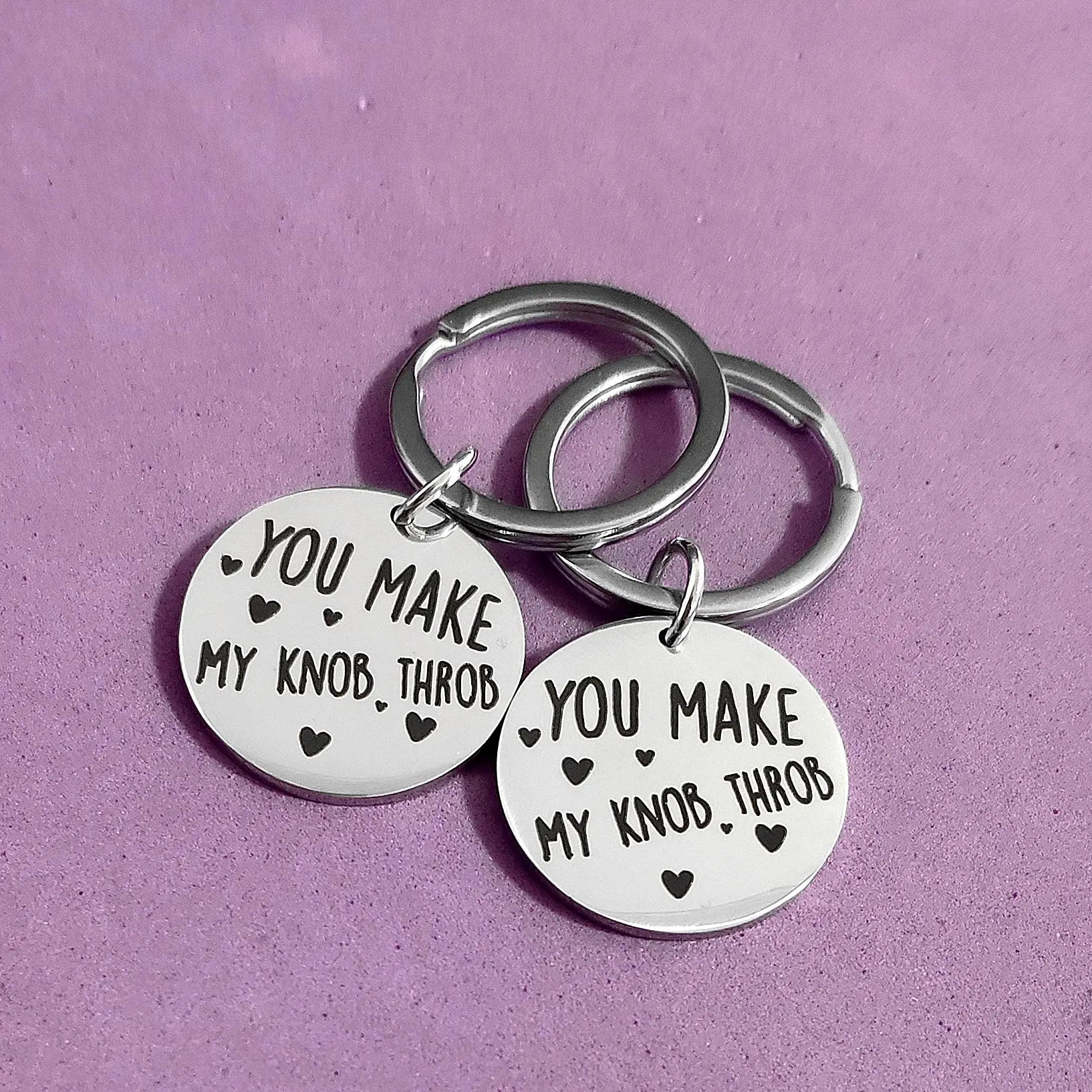 

Valentine's Day Carabiner for Keys YOU MAKE MY KNOB THROB Keyring Lettering Ornaments Birthday Couple Gift Anniversary Creative