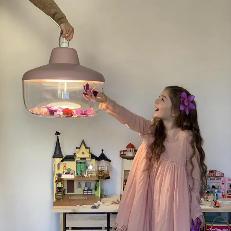 

Nordic creative ins wind transparent toy DIY Princess children's room lamp girl bar net red light dining table Chandelier