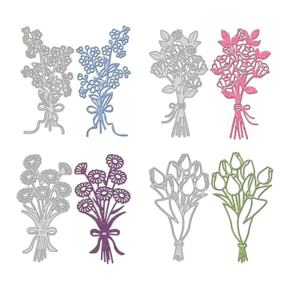 

4pcs Valentine's Day Bouquet Carbon Steel Cutting Dies Stencils for DIY Scrapbooking/Photo Album Decorative Embossing DIY Paper