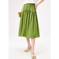 shuchan design high quality skirts womens midi 70 cotton lolita style spandex polyester solid a line patchwork mid calf
