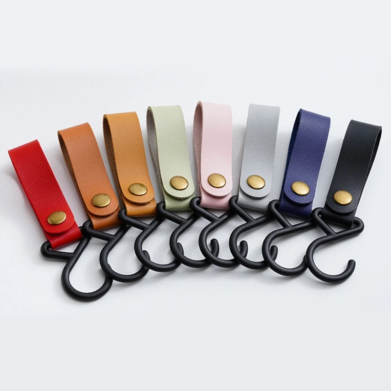 

PU Leather Strap Hooks Plastic Carabiners Cart Pram Hanging Hook