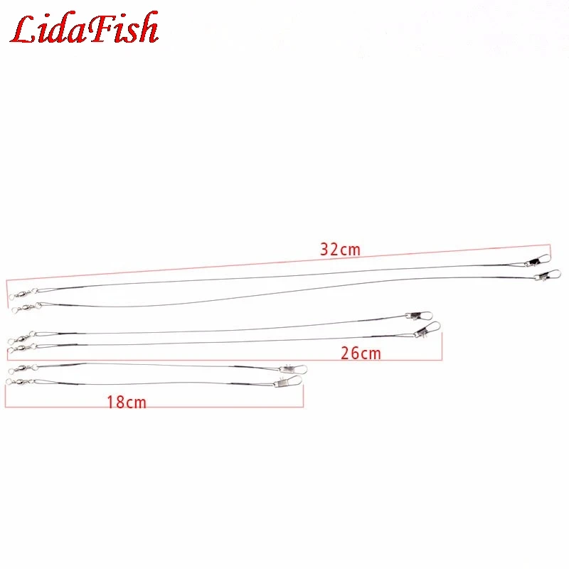 16cm/26cm/31cm Anti Bite Steel Fishing Line Lead Core Leash Steel Wire Leader With Swivel Accessory enlarge