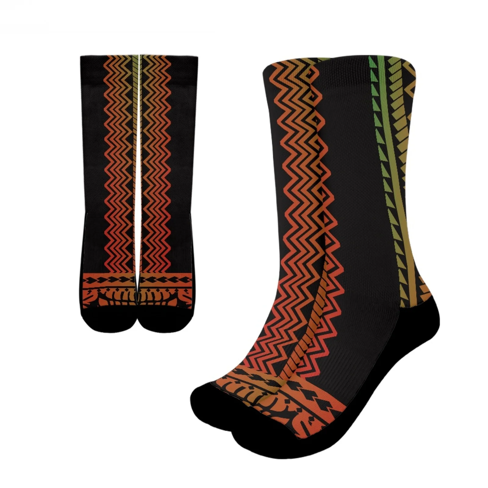 

Polynesian Tribal Hawaiian Totem Tattoo Hawaii Prints Men Women Sports Breathable Socks Comfortable Casual Stripe Long Tube Sock