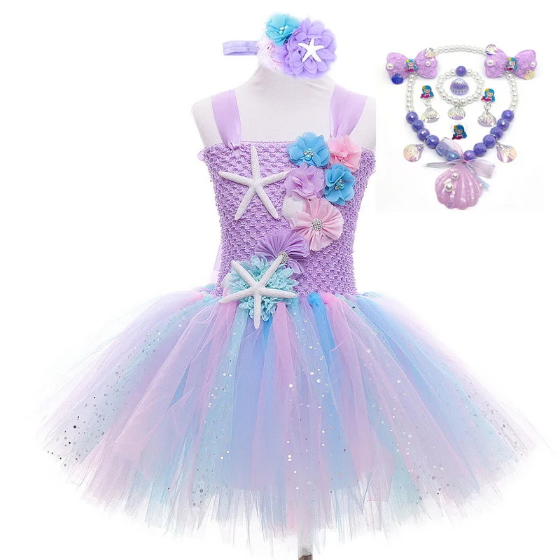 

Платье-пачка с юбкой-годе для девочек, Тюлевое платье принцессы для дня рождения с повязкой на голову, костюм на Хэллоуин, наряды