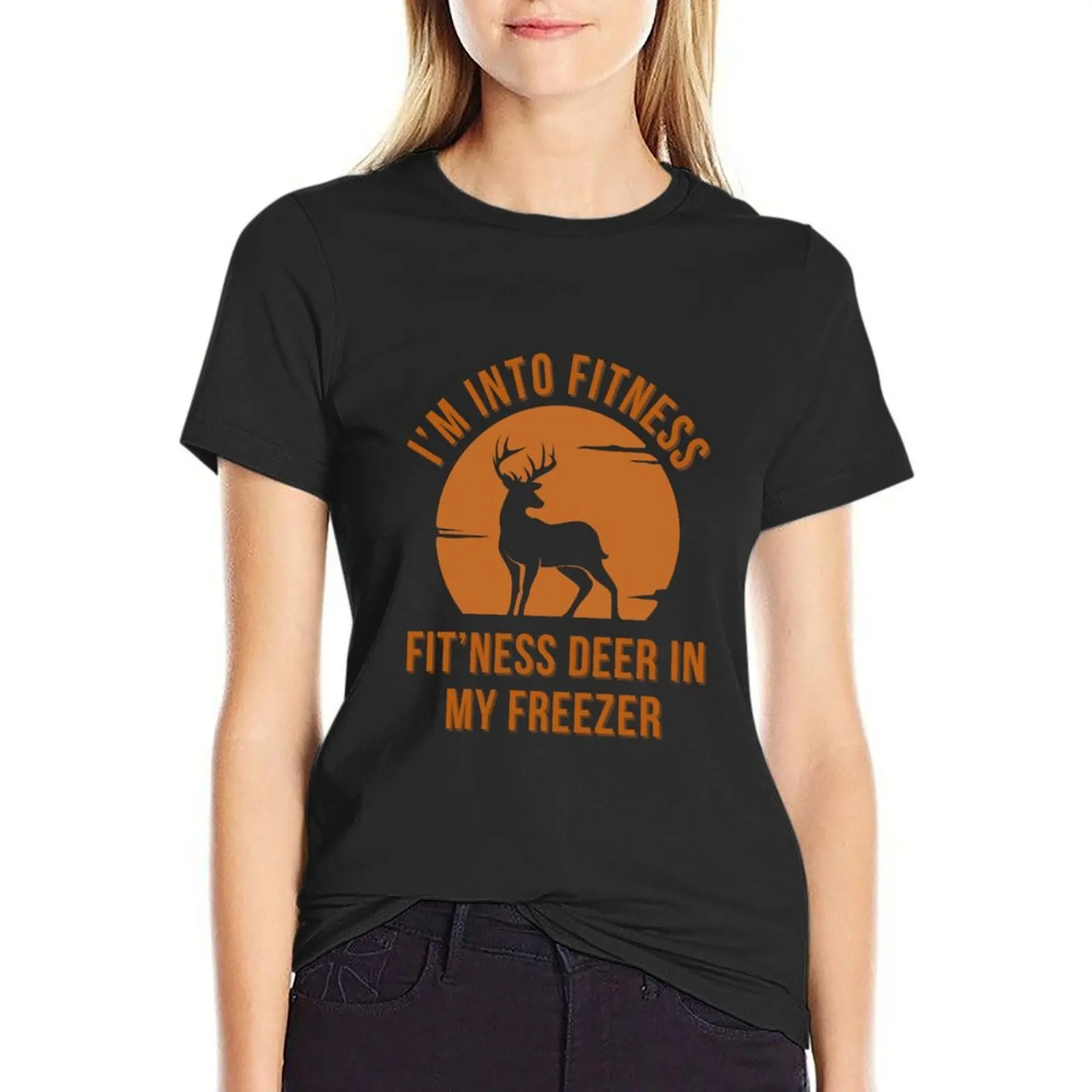 I'm Into Fitness Fit'Ness Deer In My морозильная Футболка Блузка с коротким рукавом женская