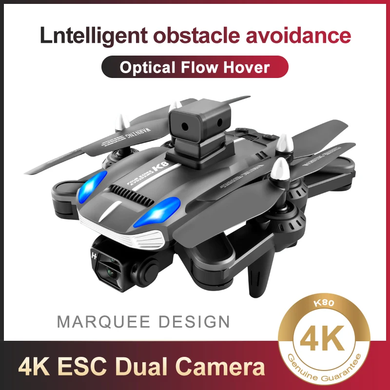 New K8 Mini Drone 4K ECS Camera RC Helicopter Optical Flow Quadrocopter Obstacle Avoidanc LED Light FPV Foldable Quadcopter Toys