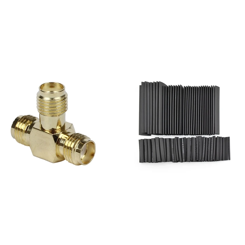 

1 Pcs SMA Female To Two SMA Female Triple T RF Adapter Connector & 127Pcs Shrink Sleeving Tubing Tube Assortment Kit