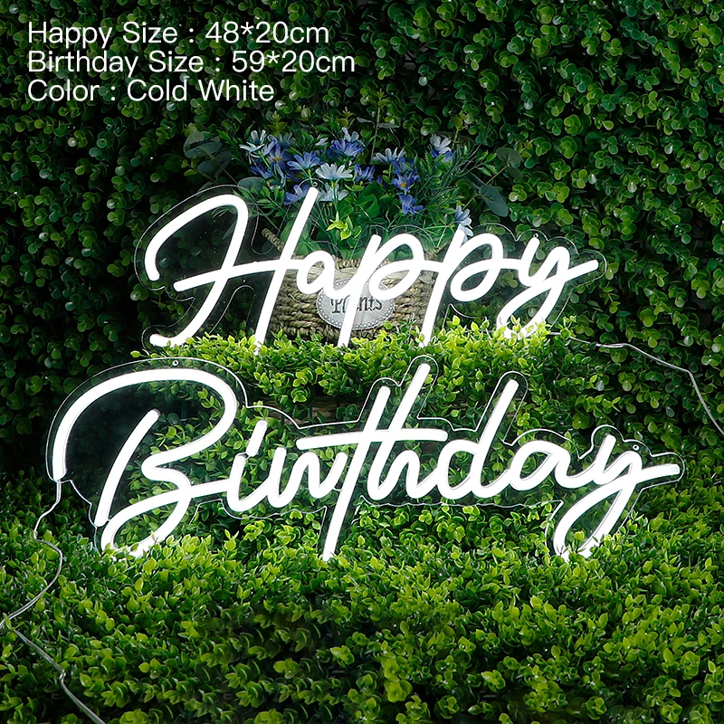 Улучшенная большая неоновая вывеска на день рождения Настенный декор