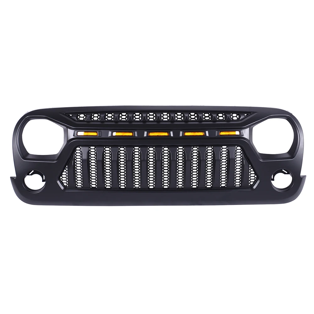 

Lantsun J395 ABS front grille for jeep for wrangler JK grill with led light