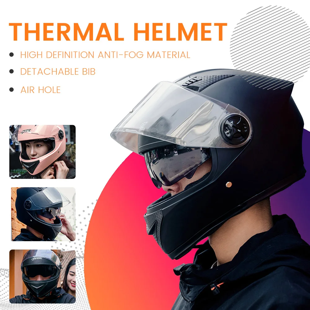

Full Face Motorcycle Helmet Dual Lens Visors Anti Fog Warmth Protection Detachable Scarf Helmets For Motorbike Helmets'