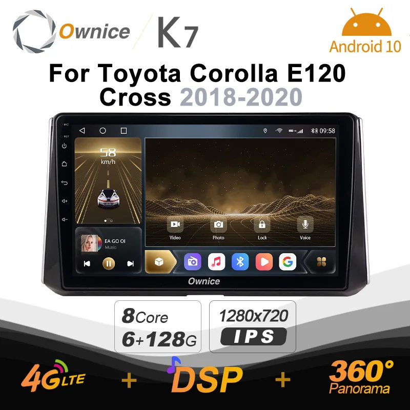 Автомагнитола K7 Ownice 6 + 128 ГБ Android 10 0 Wi-Fi для Toyota Corolla E120 Cross 2018 - 2020 | Автомобили и