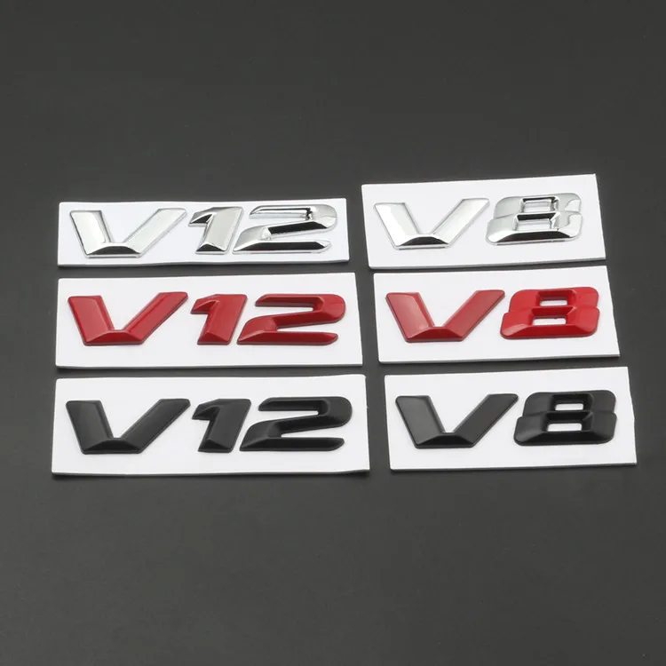 

Metal Car Sticker V8 V12 Rear Emblem Badge Decals Tail Trunk Sticker for Benz AMG BMW Mazda Skoda Ford Lada Opel Audi Volvo