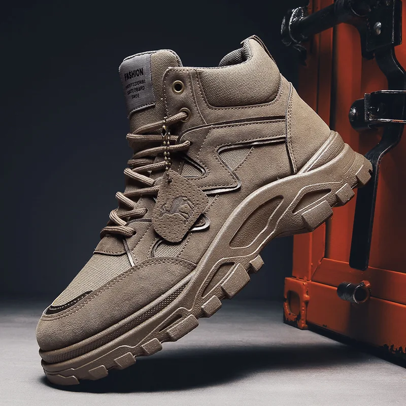 

Men Boots Work Clothes Autumn Vintage Shoes Fashion and Versatile Thick Soled Desert Boots Casual Sneakers Adult Safety Shoes