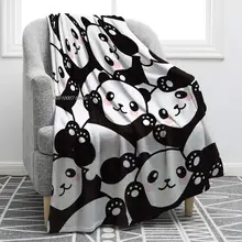Couverture imprimée Panda mignon, noir et blanc, doux, léger, Durable, confortable pour lit, canapé, cadeau de voyage pour enfants  (4)