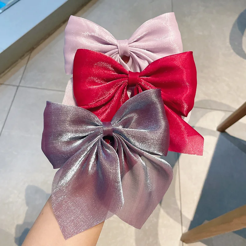 

New Fashion Girls Hair Clip Big Bows Hair Ribbon Trendy Ladies Satin Hair Clip Girl Ponytail Cute Barrette Hair Accessories