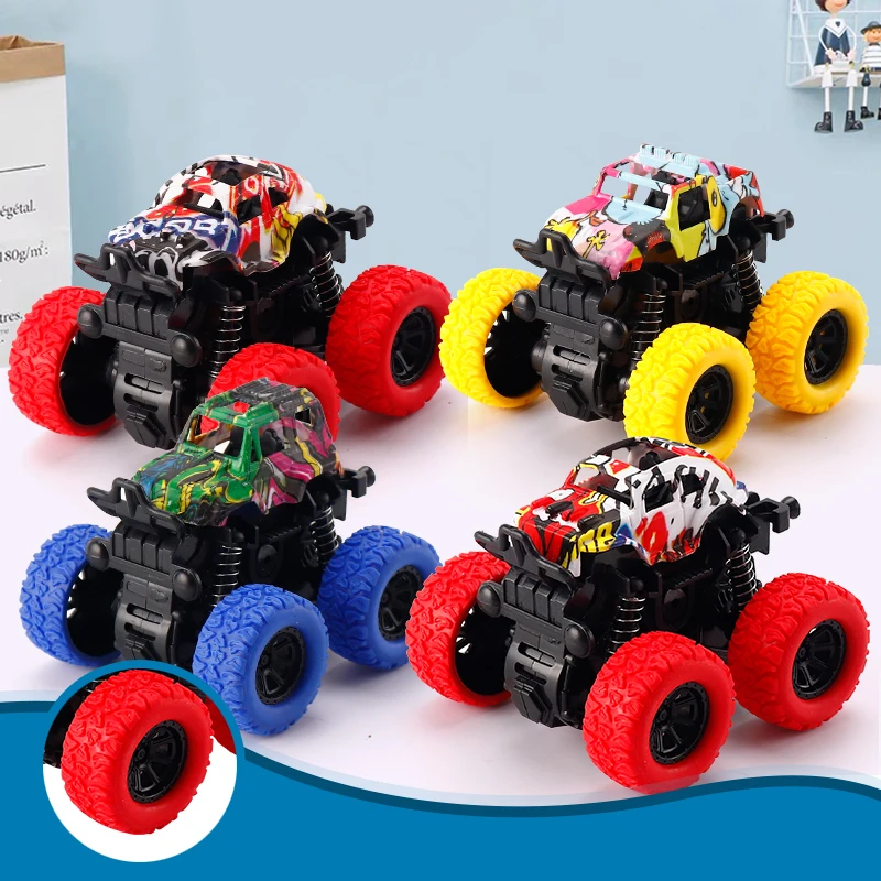 

Mini Inertia Four-Wheel-Drive off-Road Vehicle Children Simulation Model Car Pull Back Stunt Car Boy Toy Car for Gift