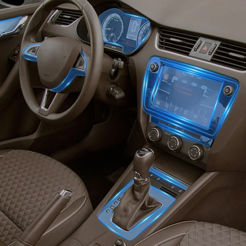 

TPU for Skoda Octavia Transparent Protective Film Car Interior Sticker Center Console Gear Door Dashboard Navigation Air Panel