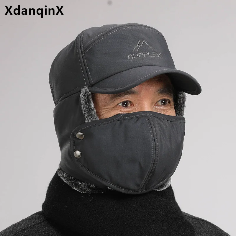 

XdanqinX Winter Warm Bomber ats For Men Women Termal Ticken Earmuffs Caps Windproof Face Protection Ski Cap Wit Mask Dad at