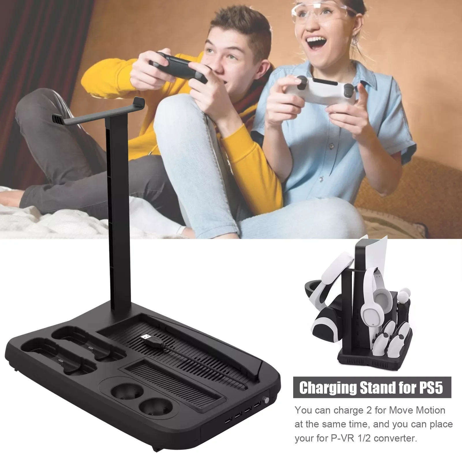 

Charging Display Stand Game Console Charger Base For PS5 VR Charger Dock Base For Move Motion Dropshipping Wholesale
