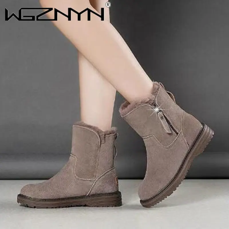 

Зимние женские короткие ботинки, женская теплая плюшевая обувь, ботильоны на молнии, толстый каблук, удобная сохраняющая тепло Женская обув...