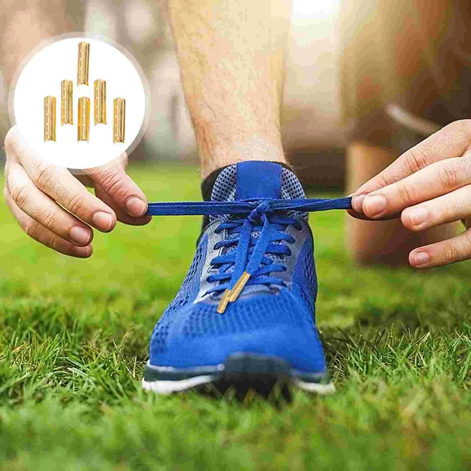 

100 Pcs Shoelace Metal Aglets End Tip Alloy Repair Kit Button Shoelaces Copper DIY 4 Holes Round