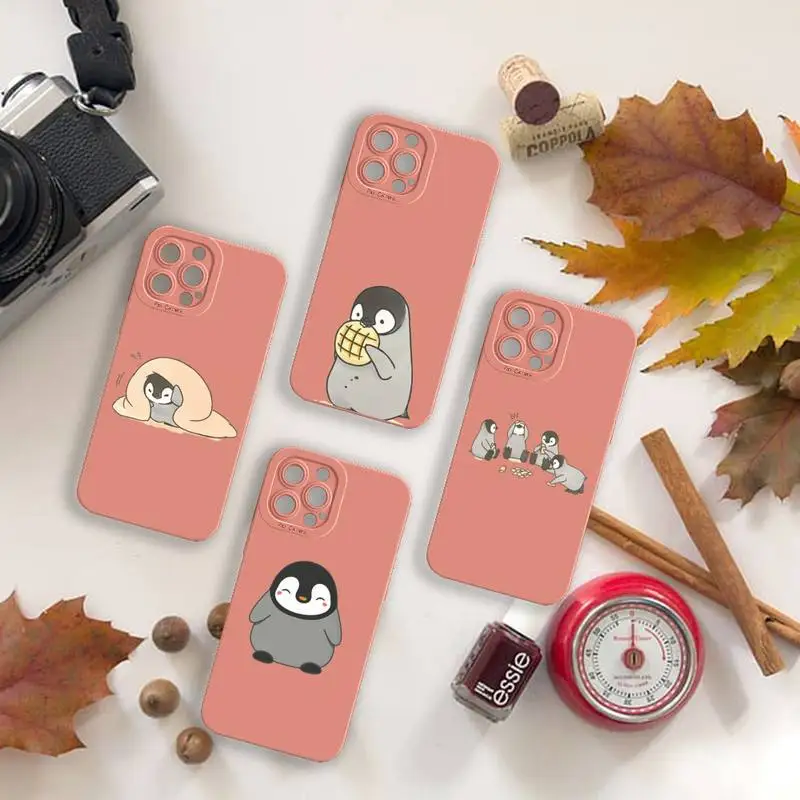 

Penguin cartoon Interesting Antarctica Phone Case For iPhone 13 12 11 Pro MAX Mini X XS XR 7 8 Plus Camera Lens Liquid Silicone