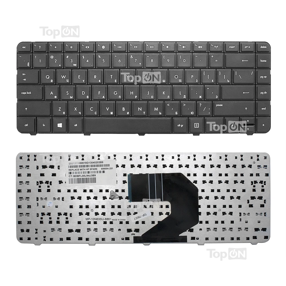 Клавиатура для ноутбука HP 250 G1 430 630 635 640 645 650 655 Series. Плоский Enter. Черная без рамки. PN:
