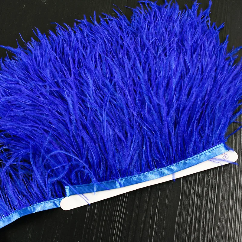 

10 Meters 8-10 CM Royal Blue Ostrich Feather Trims Fringes Sewing Ribbon Lace For Clothes Decoration Christmas Carnival Trimming