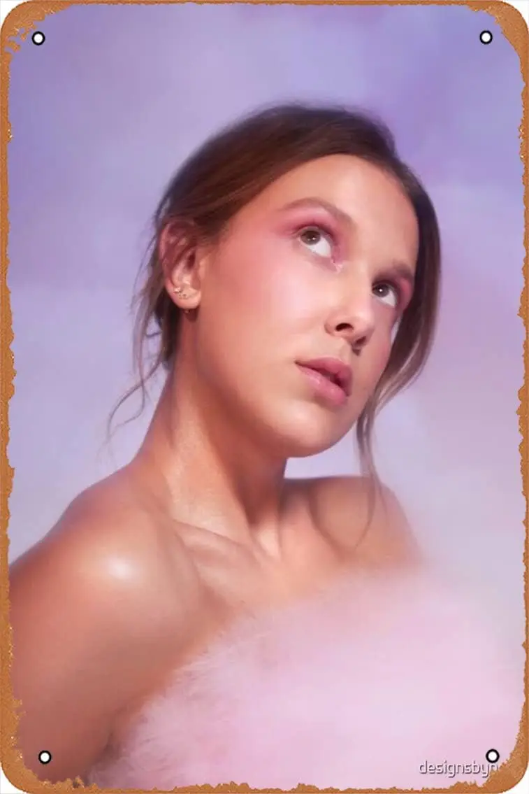 Millie Бобби коричневый постер Ретро металлический жестяной винтажный Знак 12X8