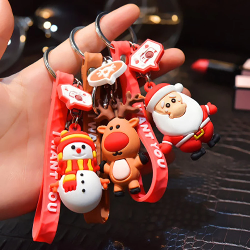 

Santa Claus Keychain Car Soft Cartoon Bag Pendant Key Chain Christmas Elk Gift Pendant Christmas Present
