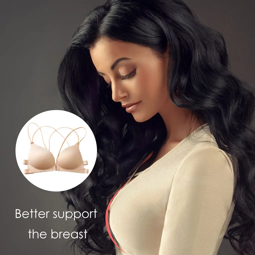 Push Up Bra No Wire Women Front Clasped Type Breathable Bra with Shoulder Straps Women lingerie