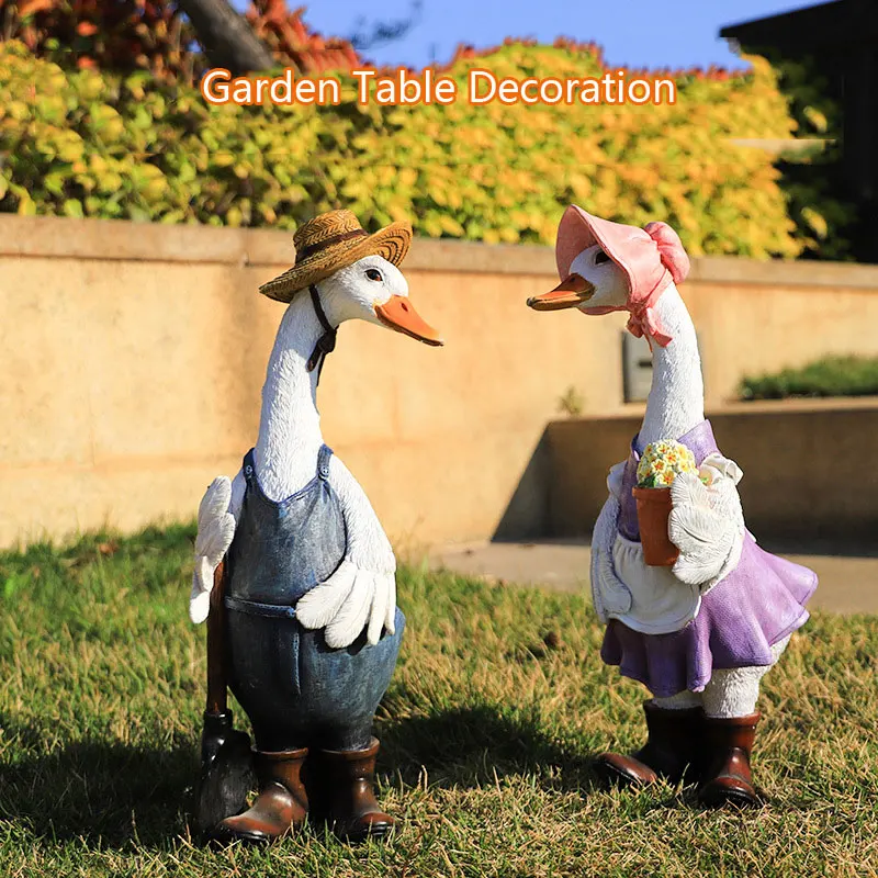 

Resin Duck Couple Garden Ornaments Decoration Art Handicraft Craft Birthday Gifts Home Porch TV Cabinet Desktop Decoration