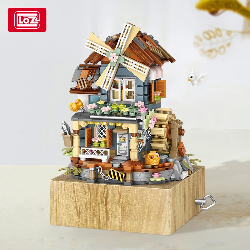 

LOZ Creative Music Box Building Block, Windmill Castle City Model House Bricks, Children Kids Toys Gifts Girls Dream