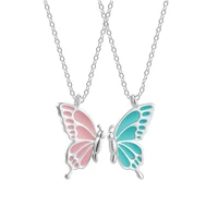 2pcset butterfly necklace luxury women friendship choker jewelry couple fine chain pendant girl gifts for friend sister collar